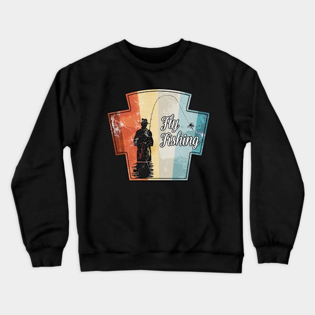 Fly Fishing Vintage Retro Style Gifts Crewneck Sweatshirt by MarkusShirts